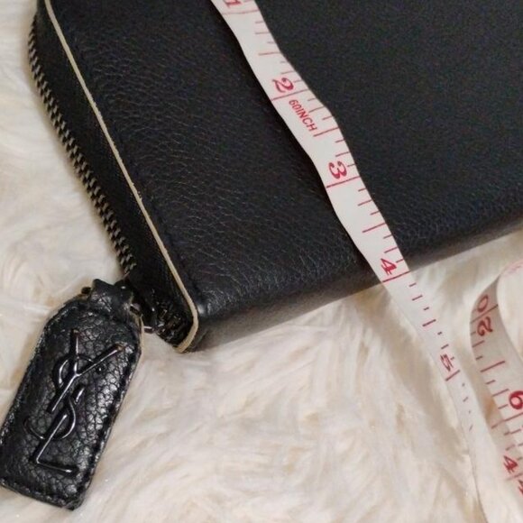 YSL Saint Laurent Black Logo Leather Zippy Wallet - Picture 8 of 8